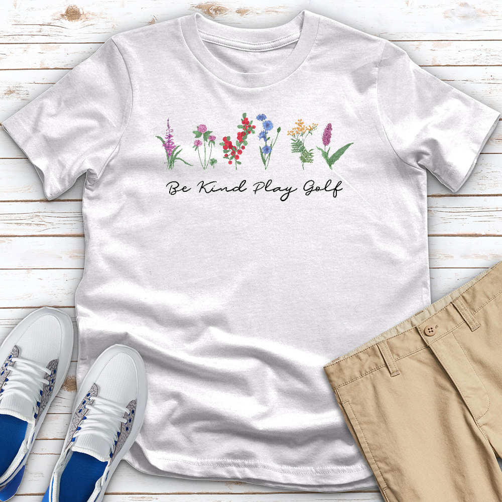 Be Kind Play Golf with Flower Heathered Tee