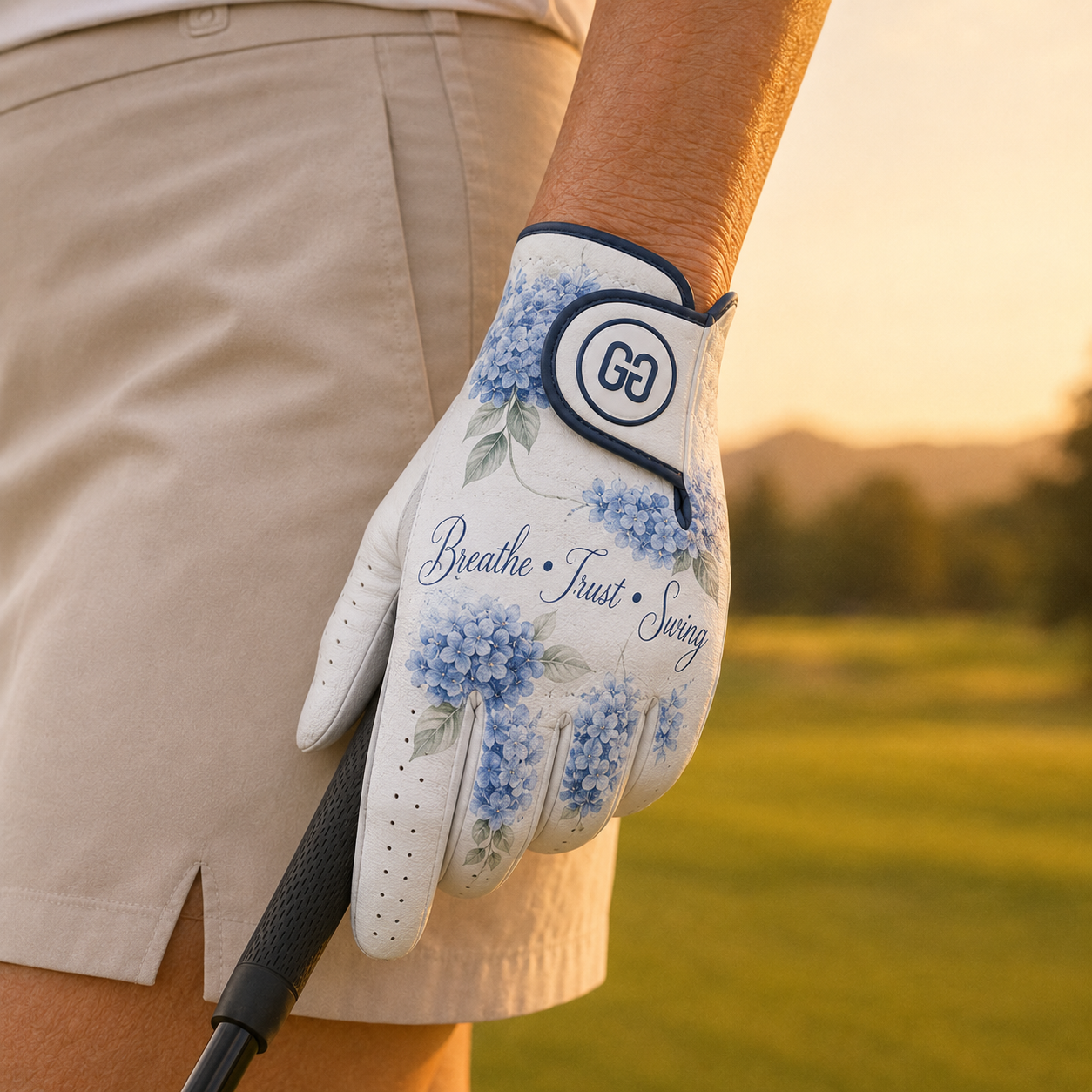 Blue Hydrangea Golf Glove