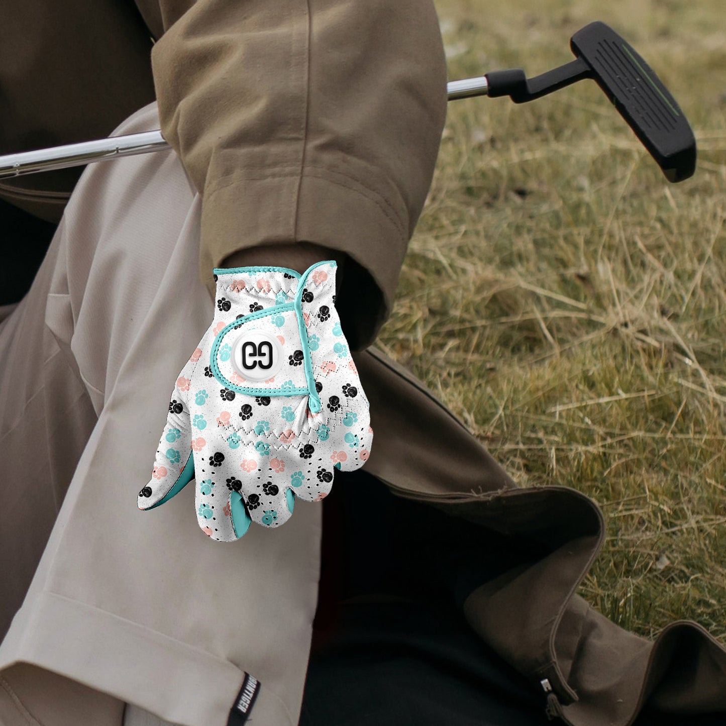 Pastel Paw Prints Golf Glove