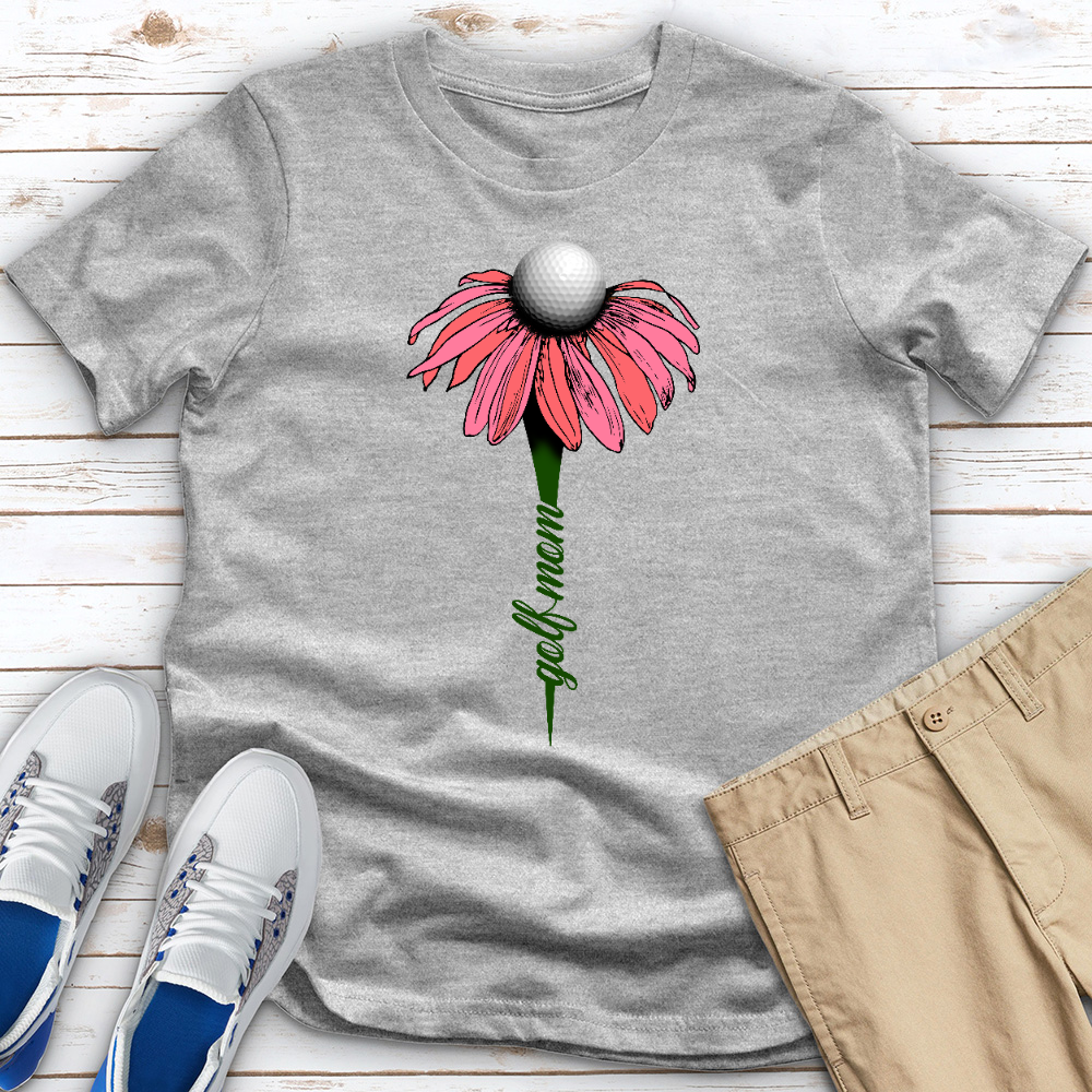 Golf Mom Flower Heathered Tee