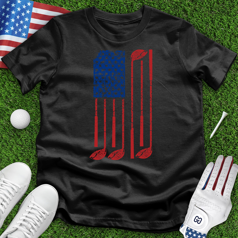 American Flag With Golf Club Tee