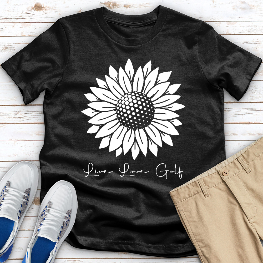 Live Love Golf Sunflower Ball Heathered Tee