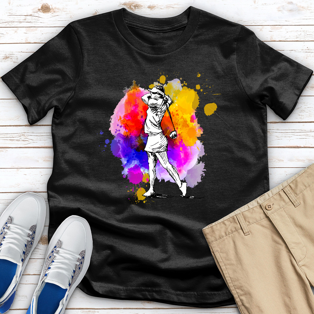 Watercolor Female Golfer Heathered Tee