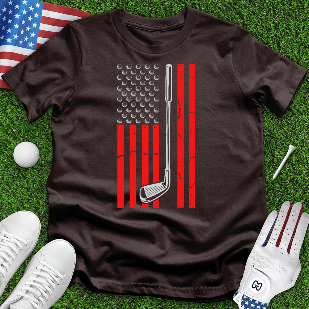 American Flag With Golf Club 03 Tee