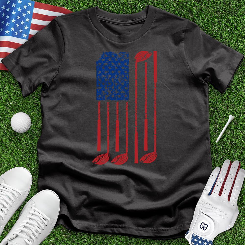 American Flag With Golf Club Tee