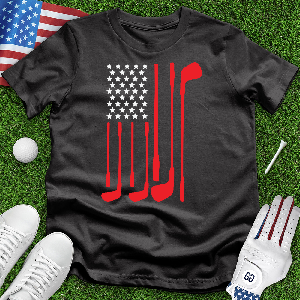 American Flag With Golf Club 02 Tee