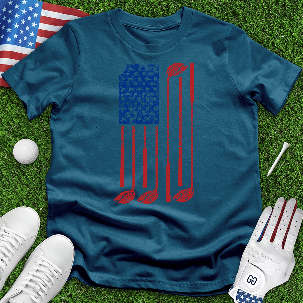 American Flag With Golf Club Tee