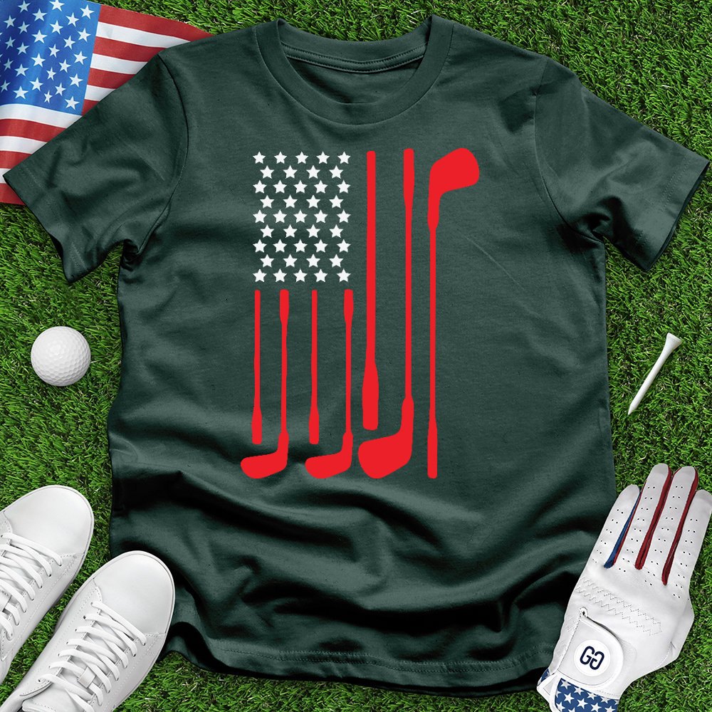 American Flag With Golf Club 02 Tee