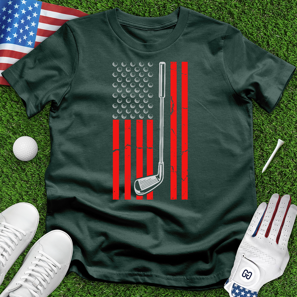 American Flag With Golf Club 03 Tee