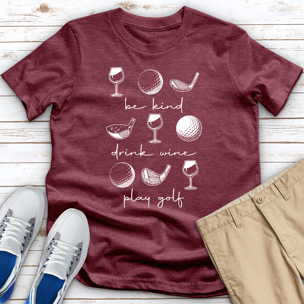 Be Kind Play Golf Heathered Tee