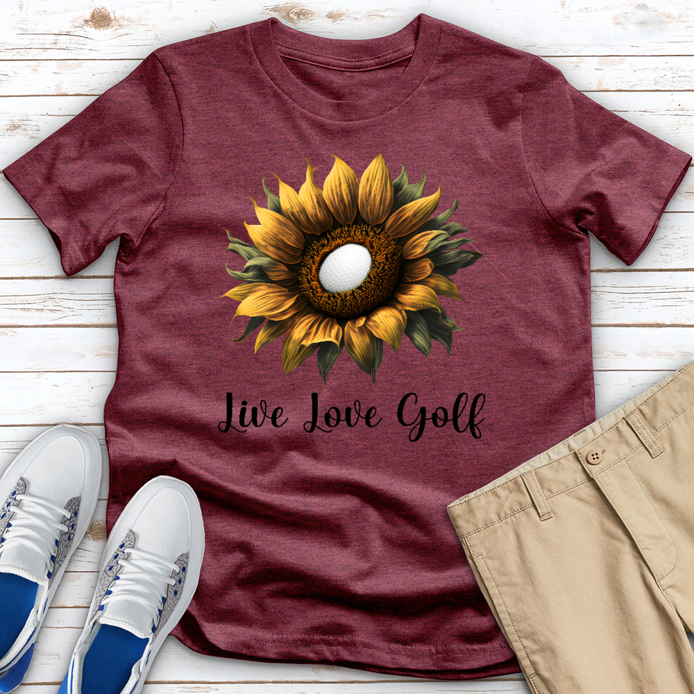 Live Love Golf Sunflower Golf Heathered Tee