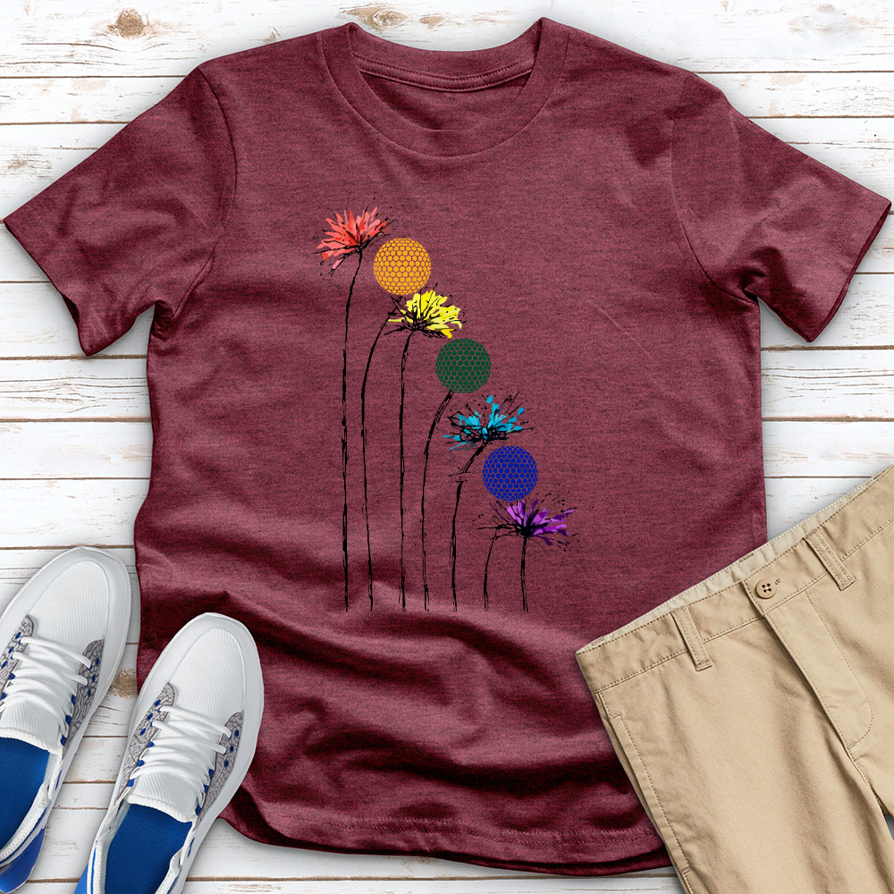 Rainbow Dandelion Golf Heathered Tee