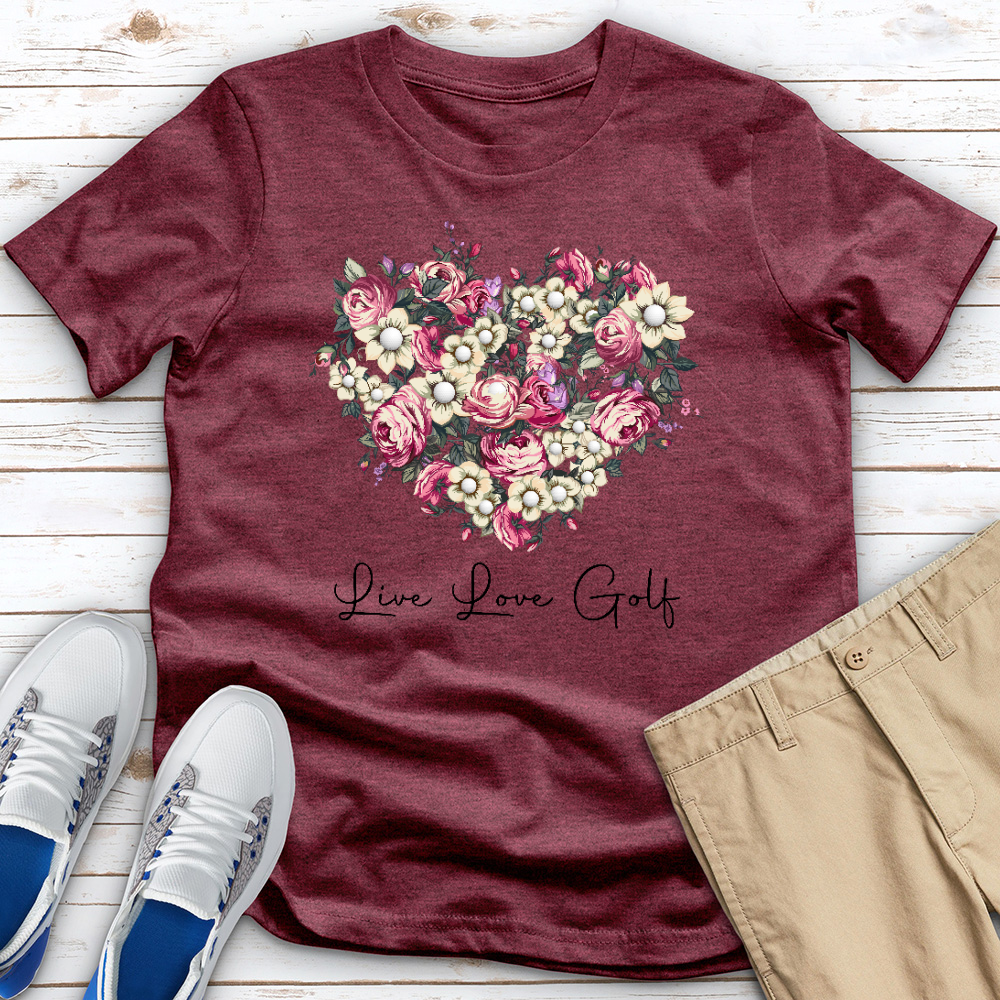 Live Love Golf Heart Heathered Tee