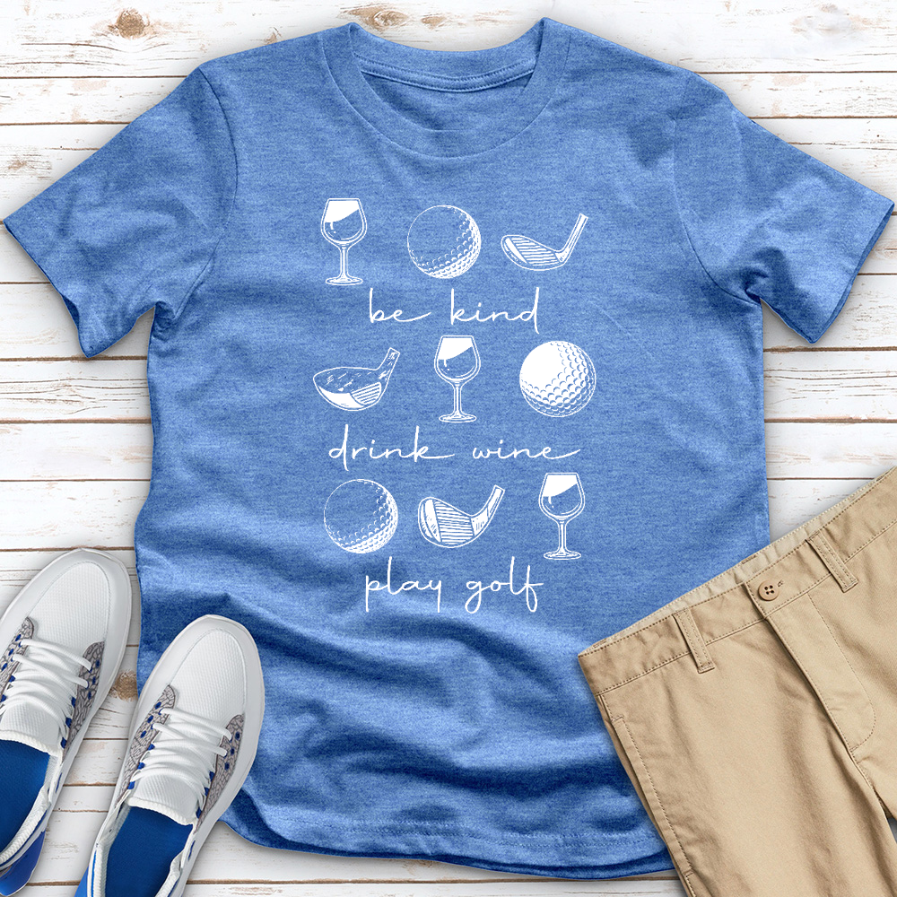 Be Kind Play Golf Heathered Tee