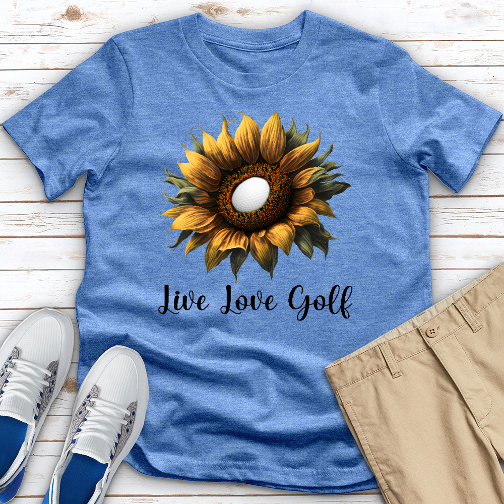 Live Love Golf Sunflower Golf Heathered Tee
