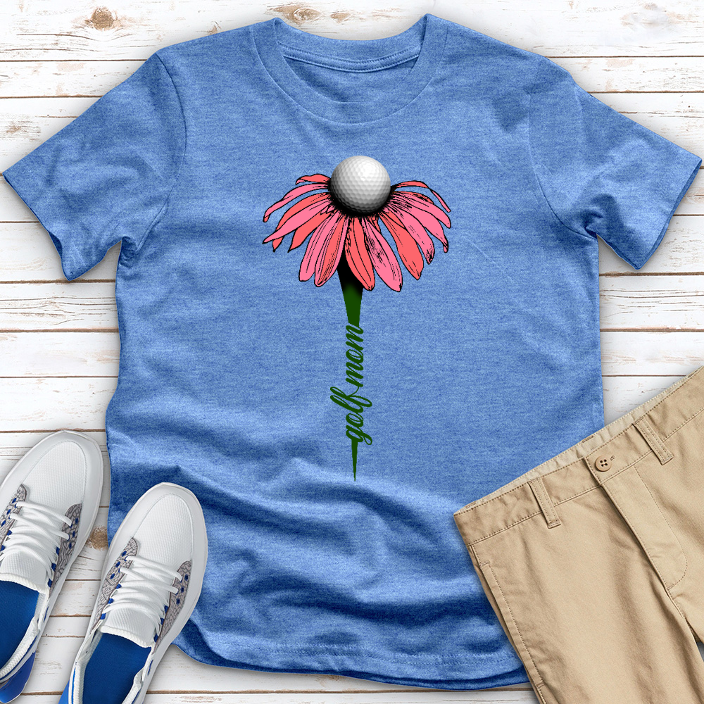 Golf Mom Flower Heathered Tee