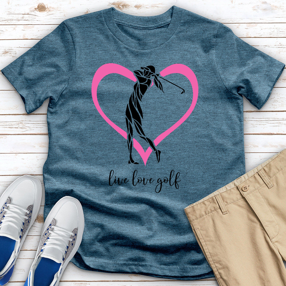 Live Love Golf Heart Heathered Tee