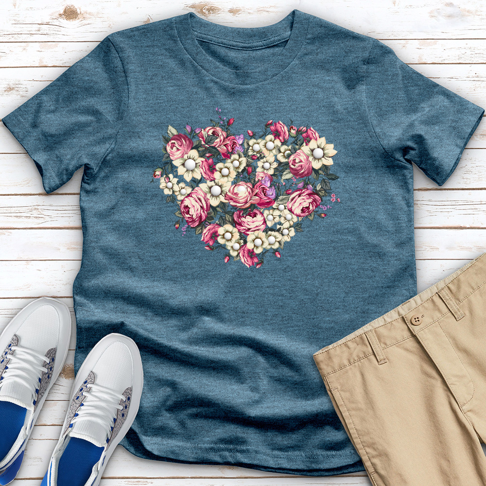 Heart of Flowers and Golf Heathered Tee