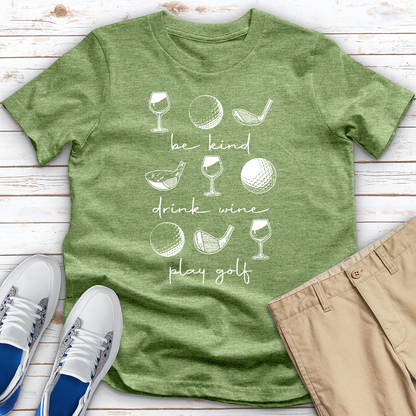 Be Kind Play Golf Heathered Tee