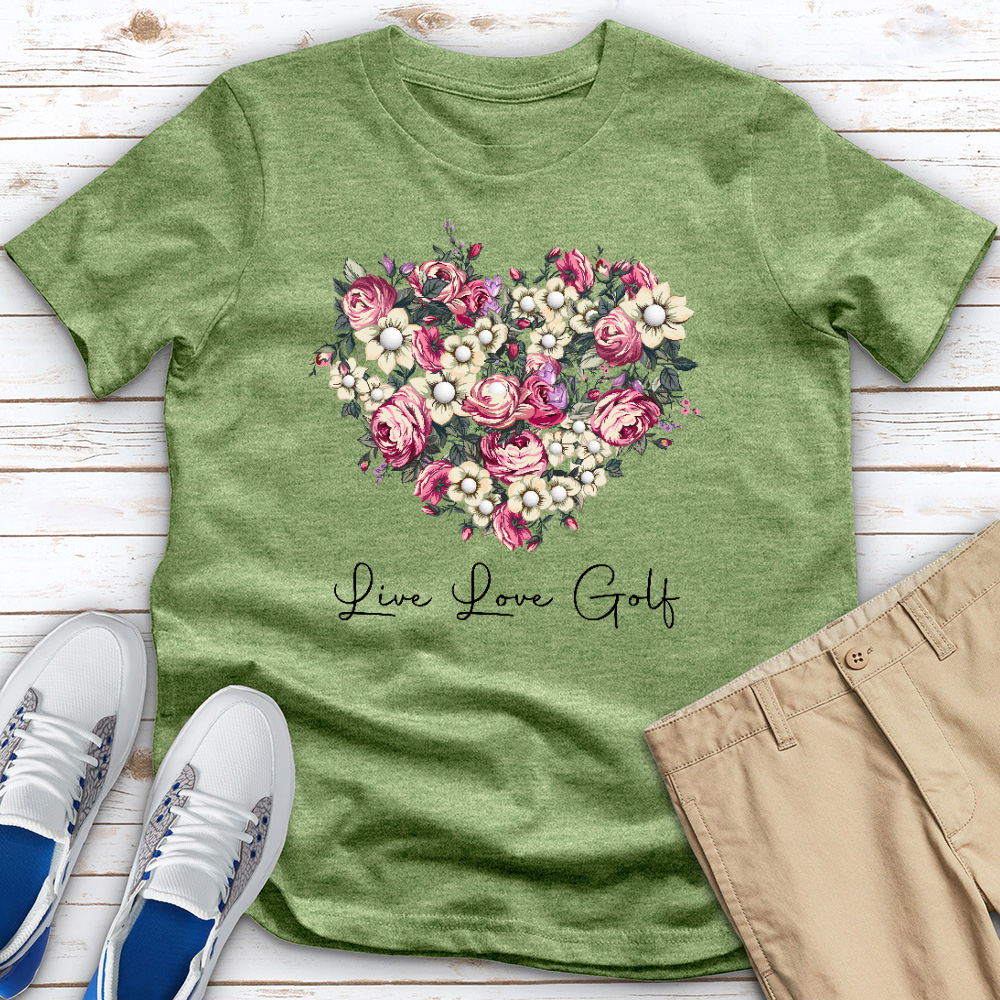 Live Love Golf Heart Heathered Tee