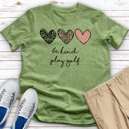 Be Kind Play Golf Heathered Tee