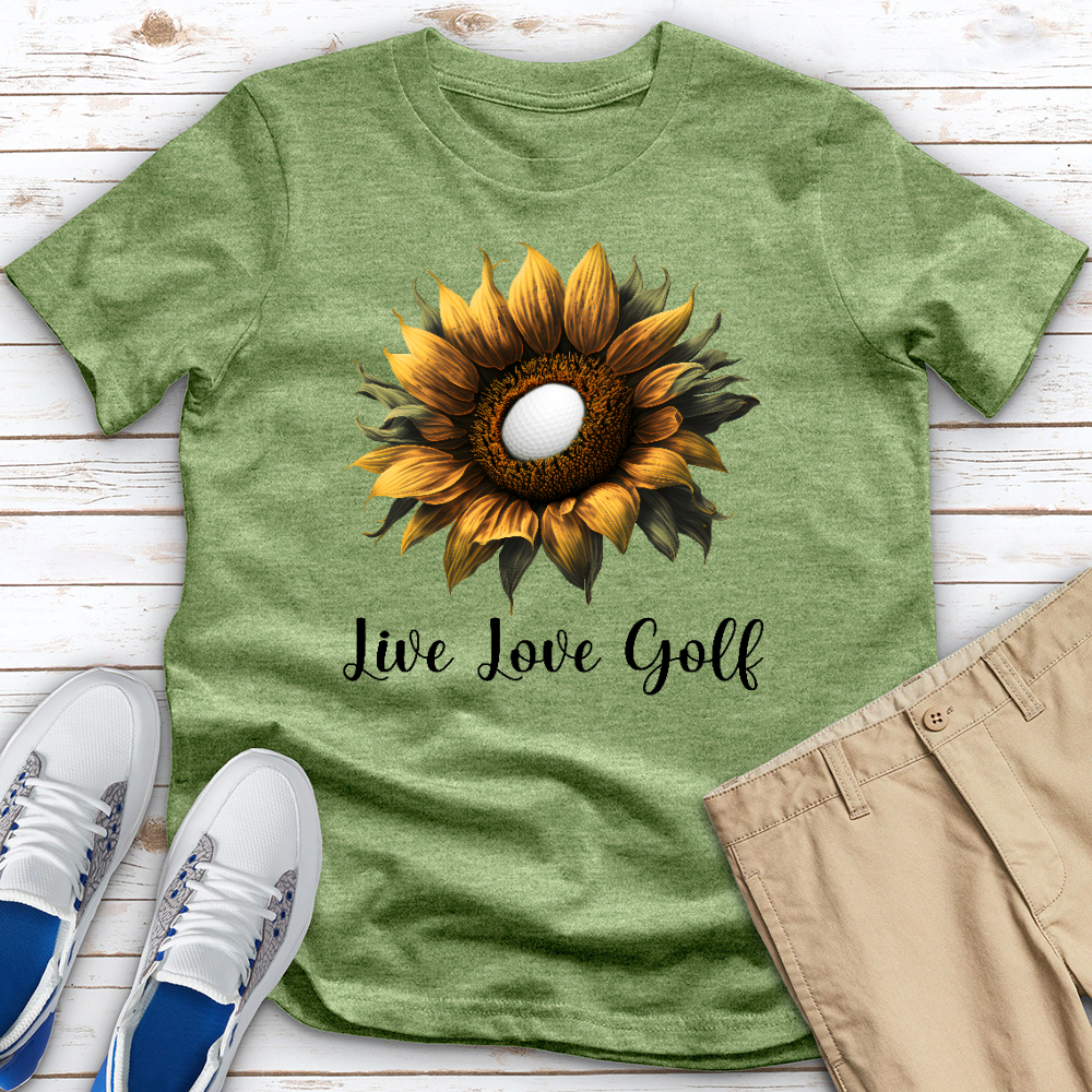 Live Love Golf Sunflower Golf Heathered Tee