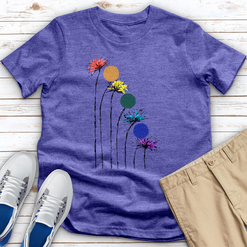 Rainbow Dandelion Golf Heathered Tee