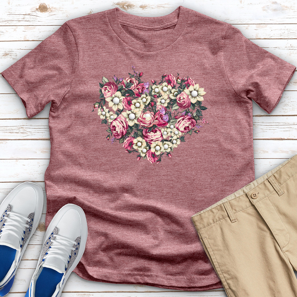 Heart of Flowers and Golf Heathered Tee