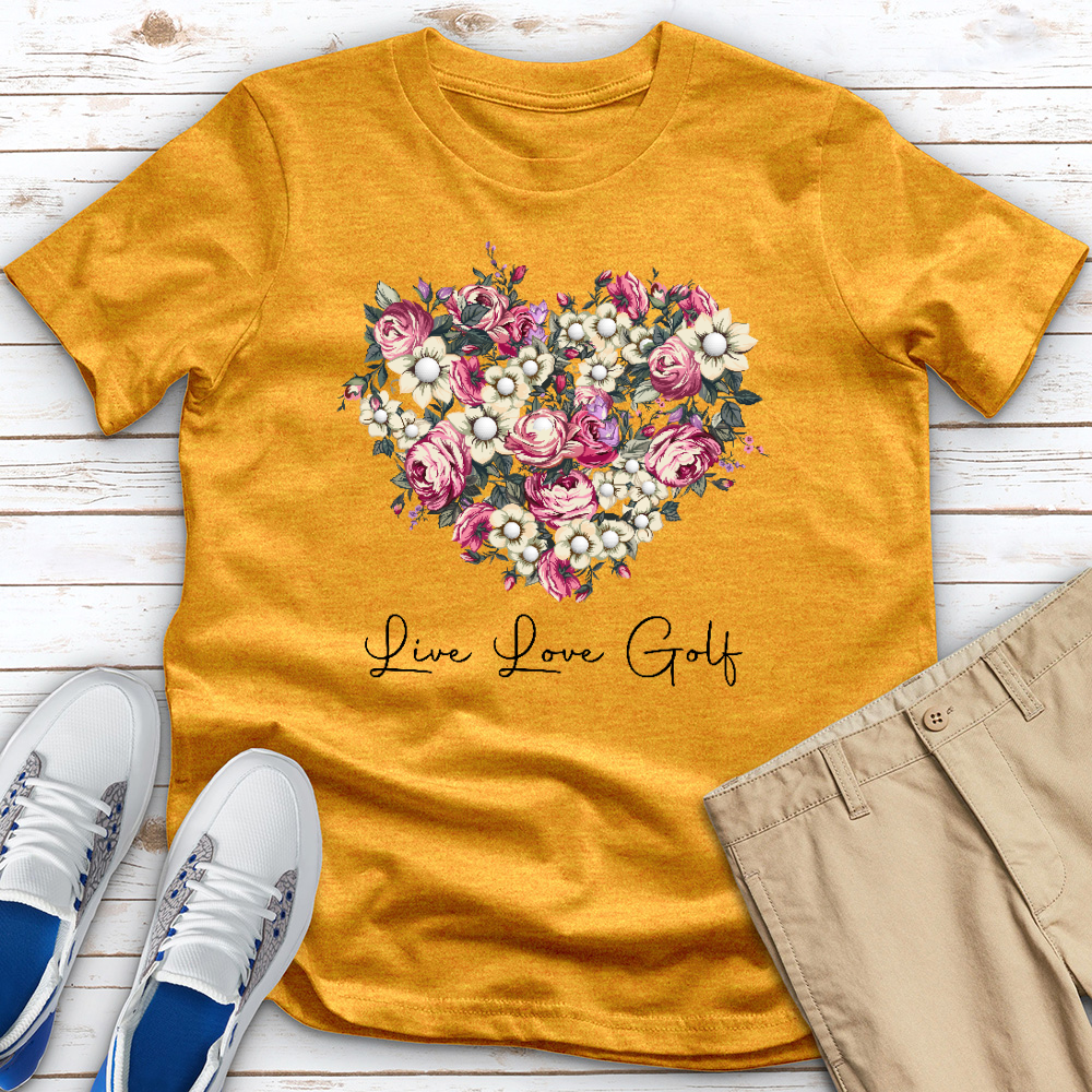 Live Love Golf Heart Heathered Tee