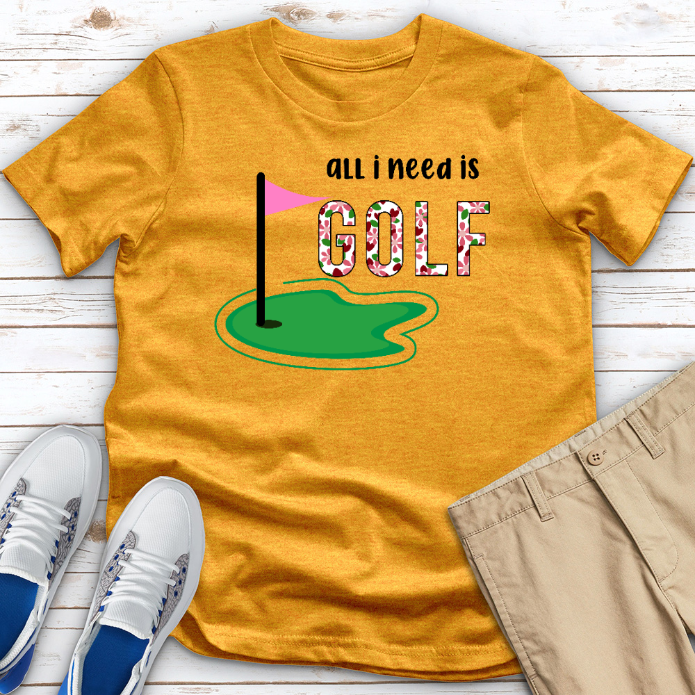 All I Need Is Golf Floral Heathered Tee