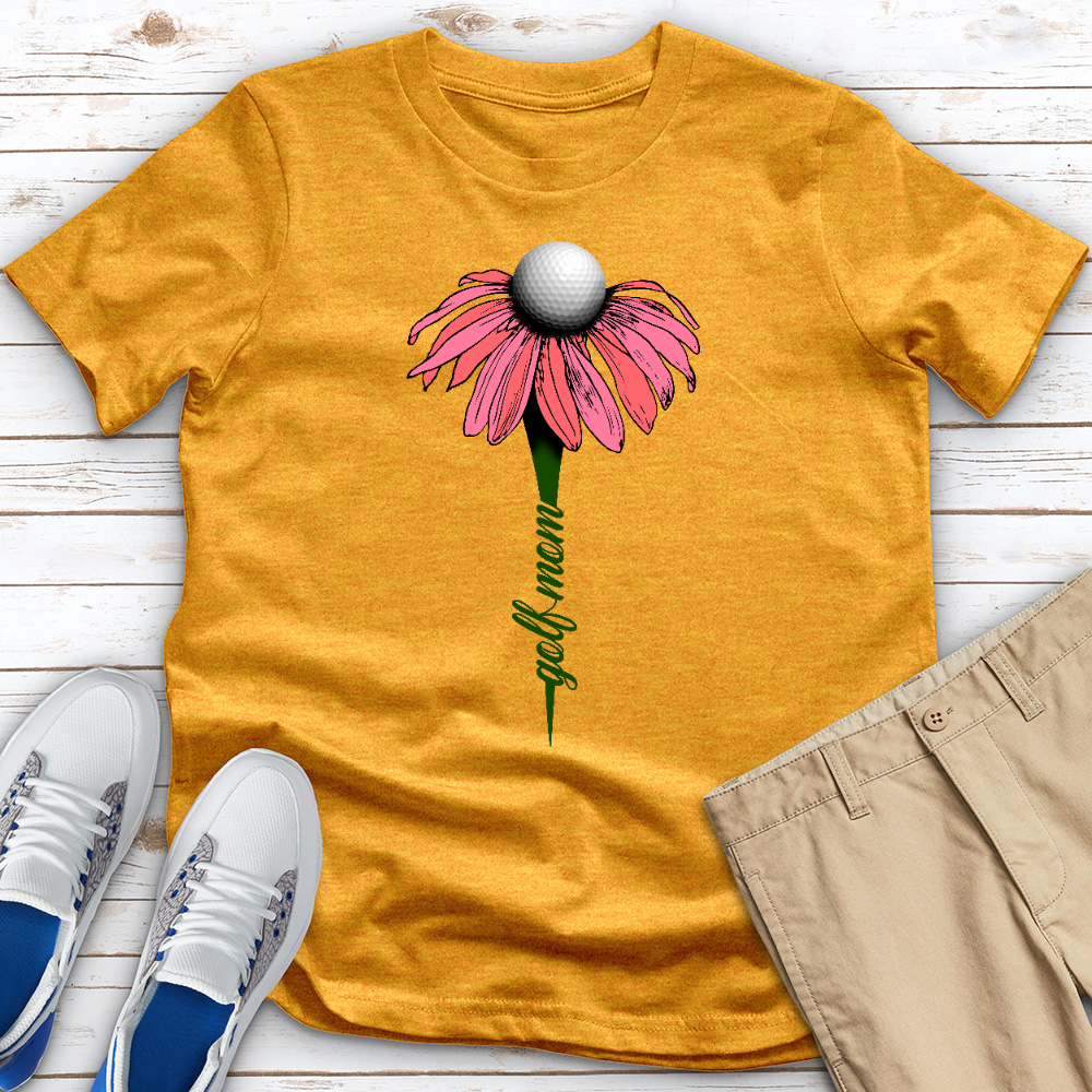 Golf Mom Flower Heathered Tee