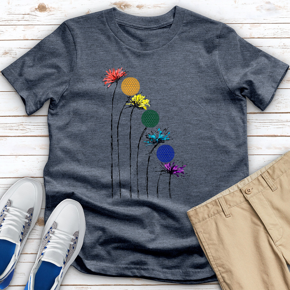 Rainbow Dandelion Golf Heathered Tee