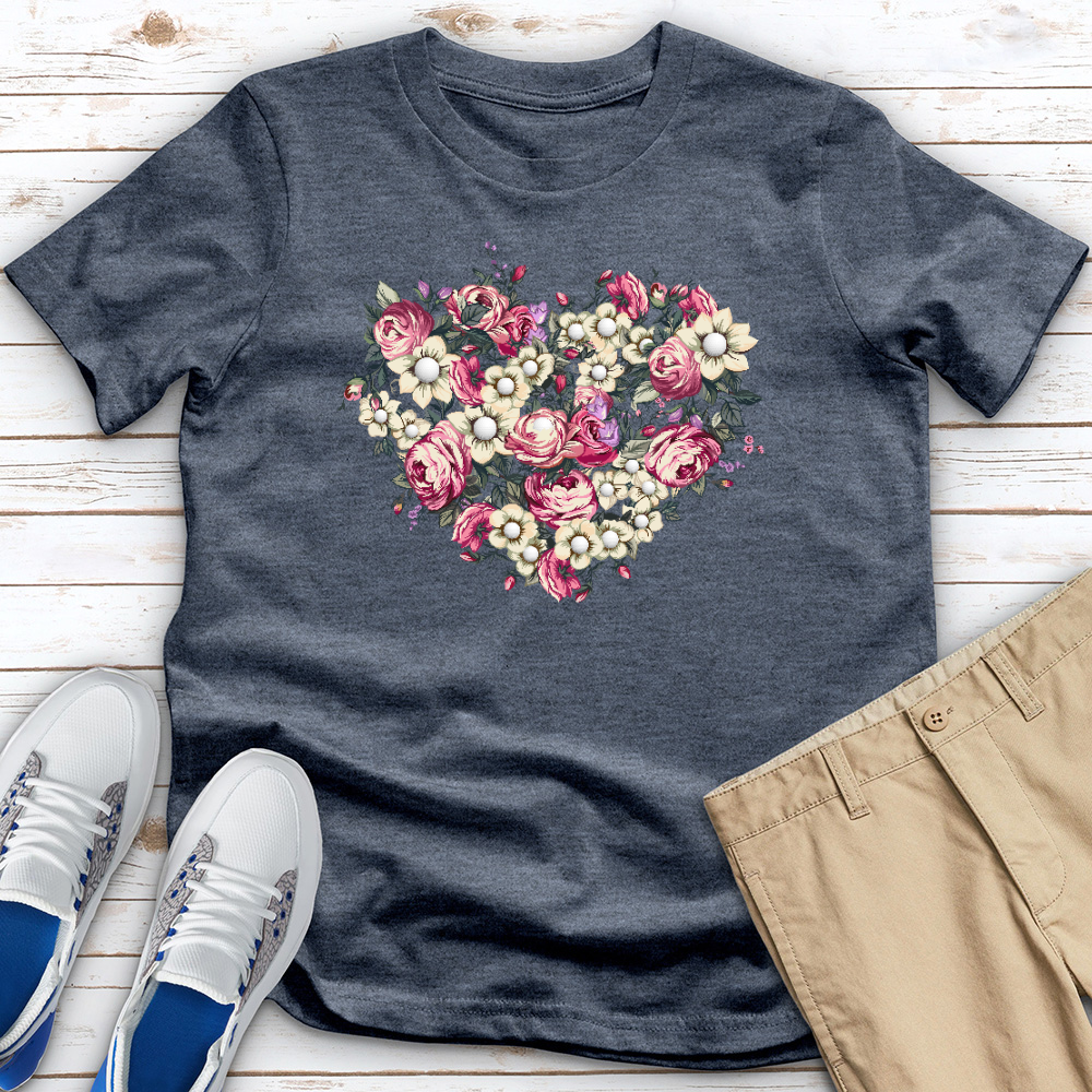 Heart of Flowers and Golf Heathered Tee