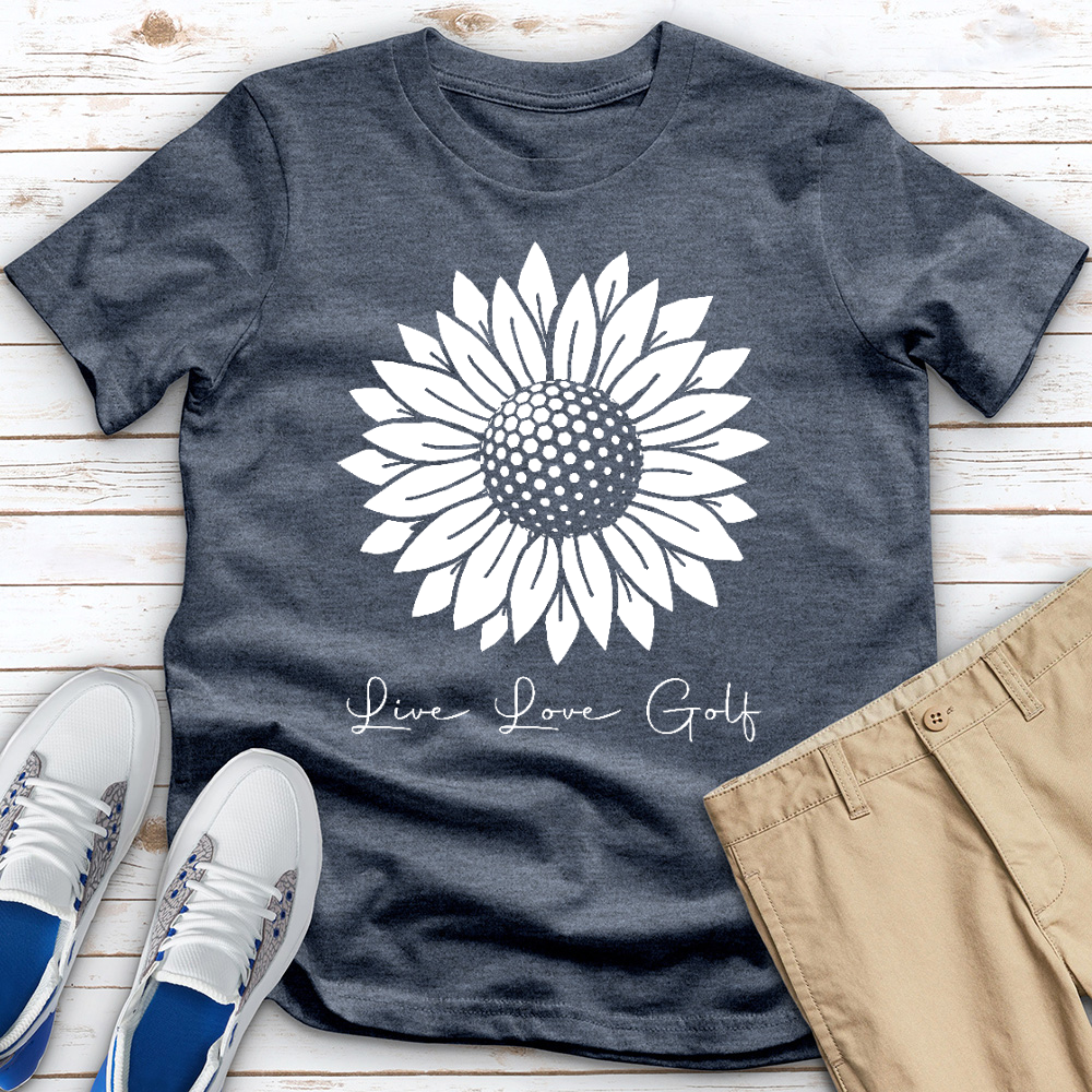 Live Love Golf Sunflower Ball Heathered Tee