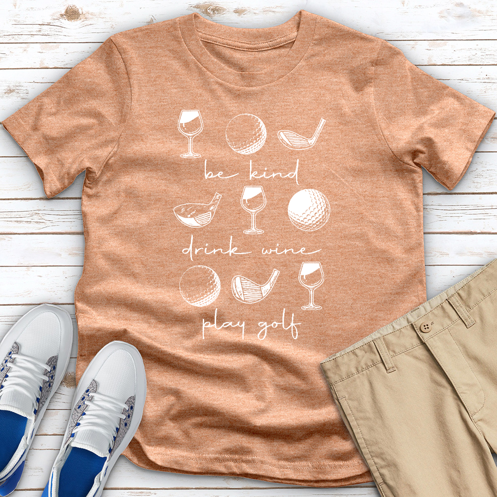 Be Kind Play Golf Heathered Tee