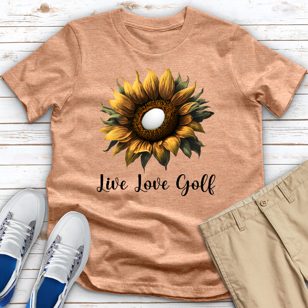 Live Love Golf Sunflower Golf Heathered Tee