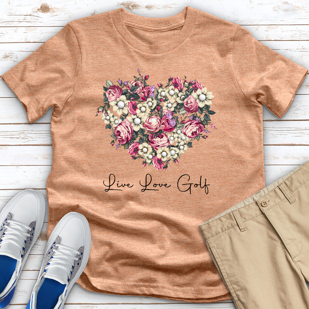 Live Love Golf Heart Heathered Tee