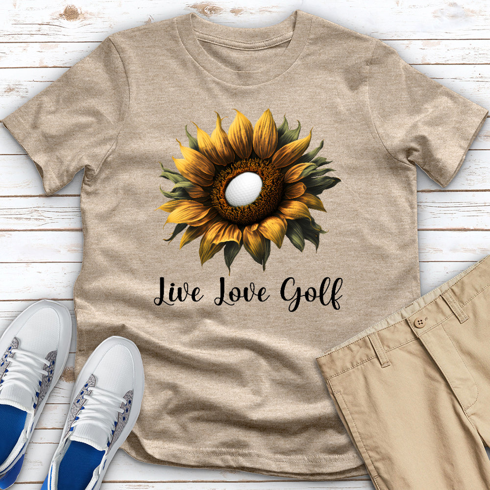 Live Love Golf Sunflower Golf Heathered Tee