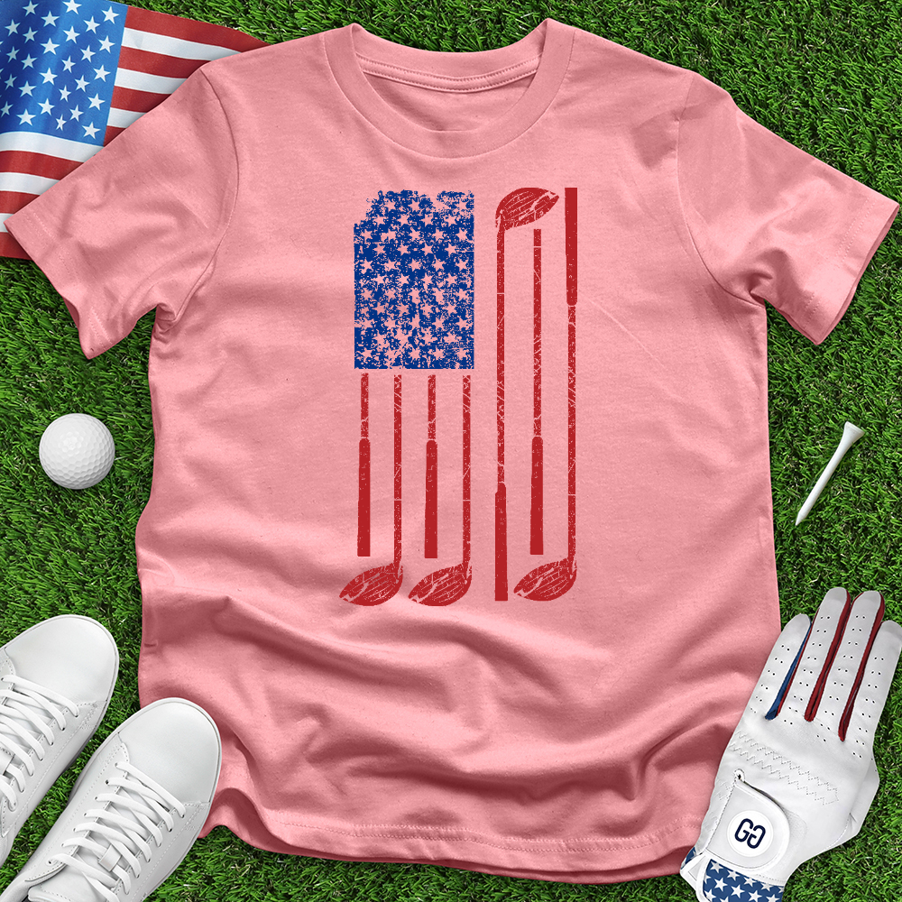 American Flag With Golf Club Tee