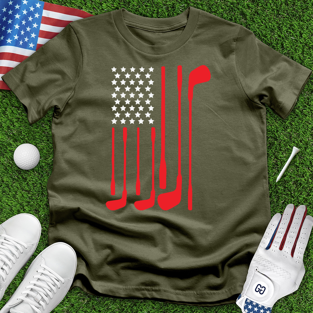 American Flag With Golf Club 02 Tee