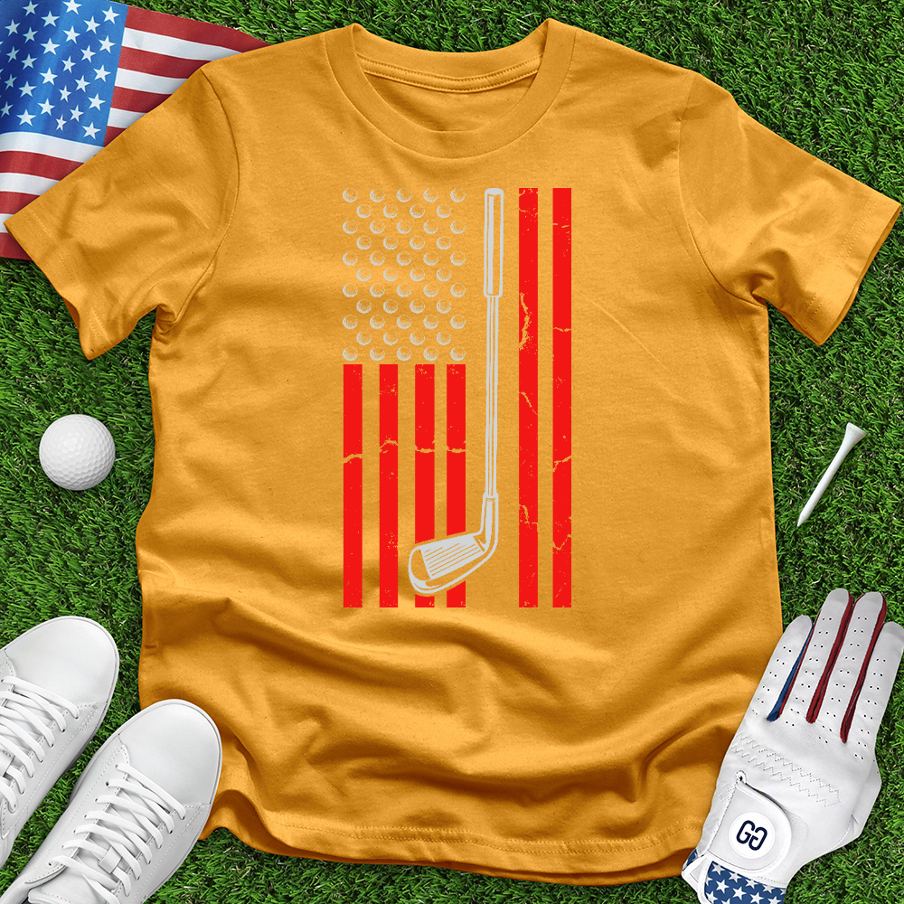 American Flag With Golf Club 03 Tee