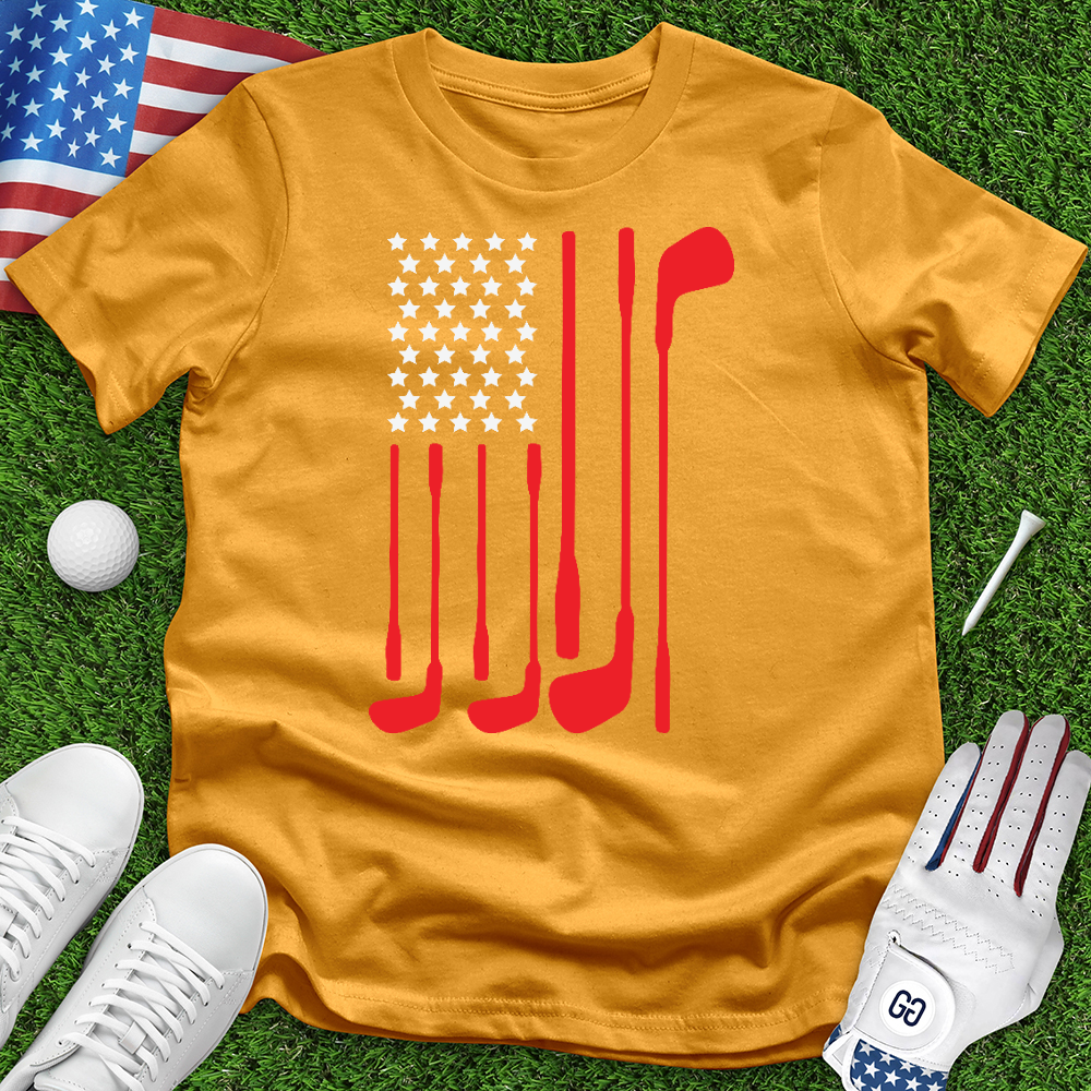 American Flag With Golf Club 02 Tee