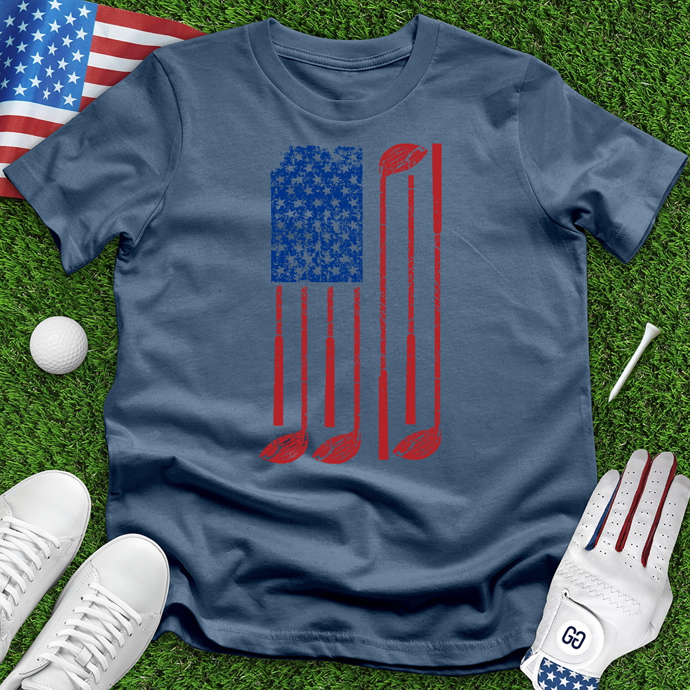 American Flag With Golf Club Tee