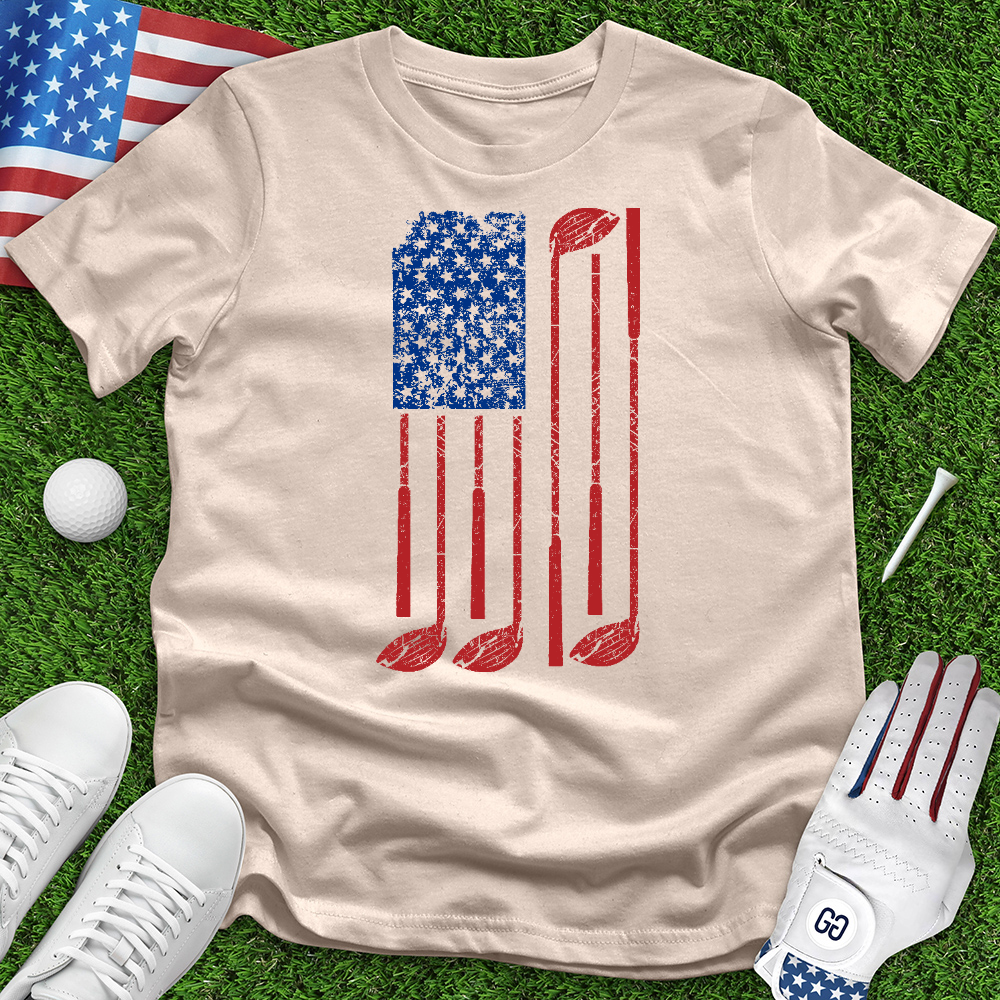 American Flag With Golf Club Tee