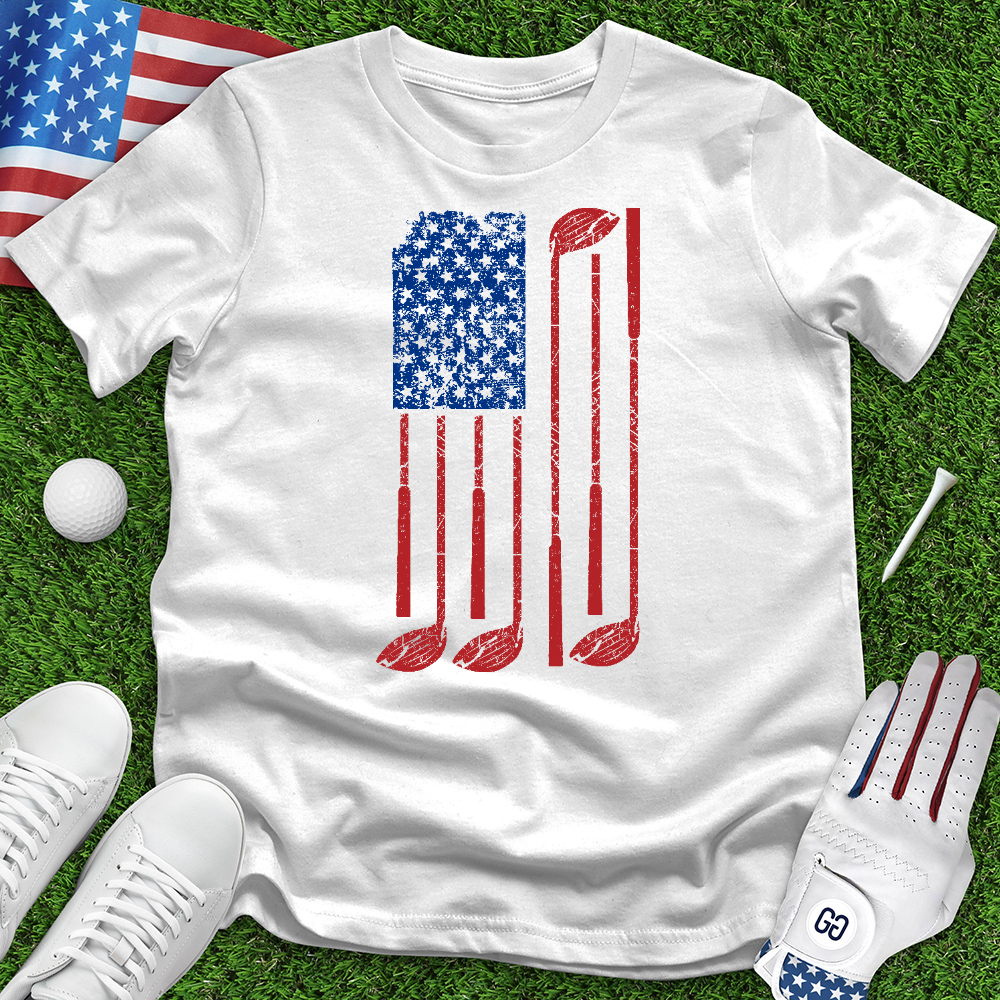 American Flag With Golf Club Tee